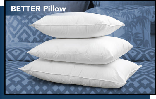 The Better Pillow. Sold in bulk at wholesale prices by Just Pillows.