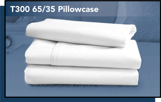 T300 wholesale pillow cases, sold in pack of 12. 65/35 cotton/poly blend.
